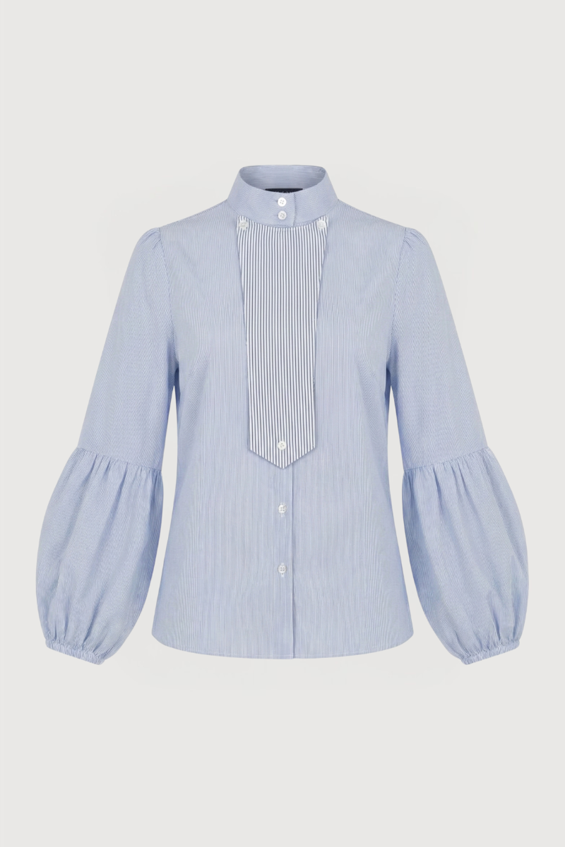 Camisa azul manga abullonada