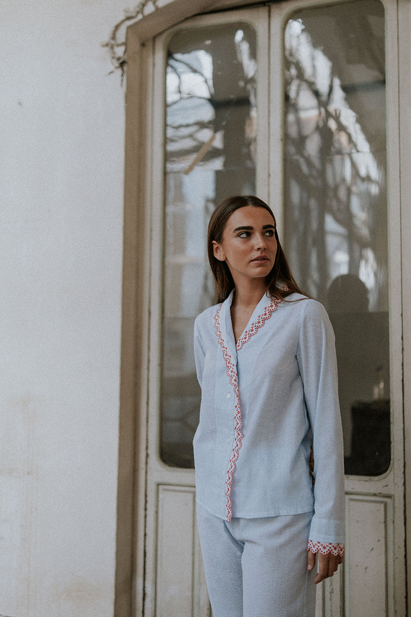 Light blue striped pajamas