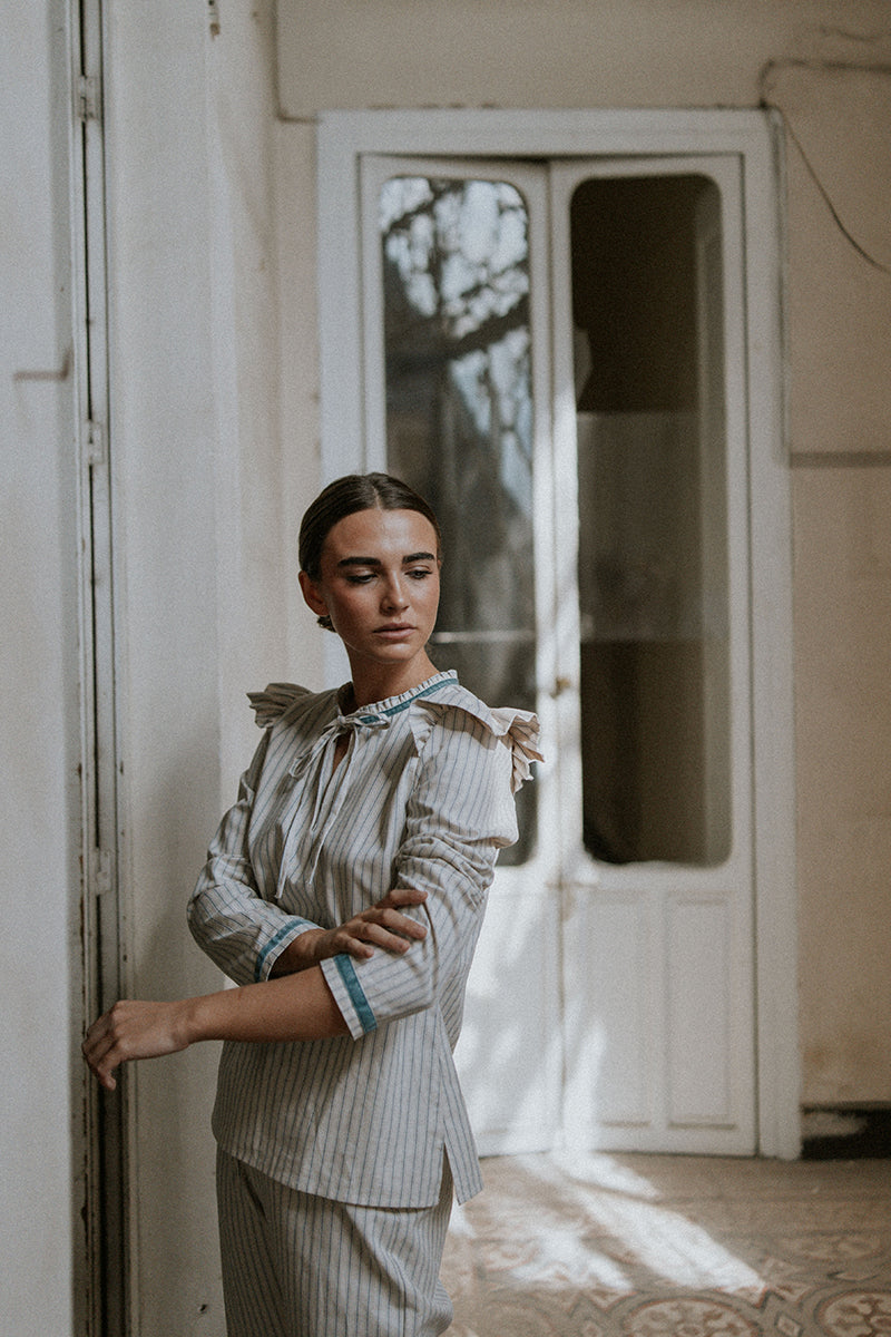 Blue striped pajamas