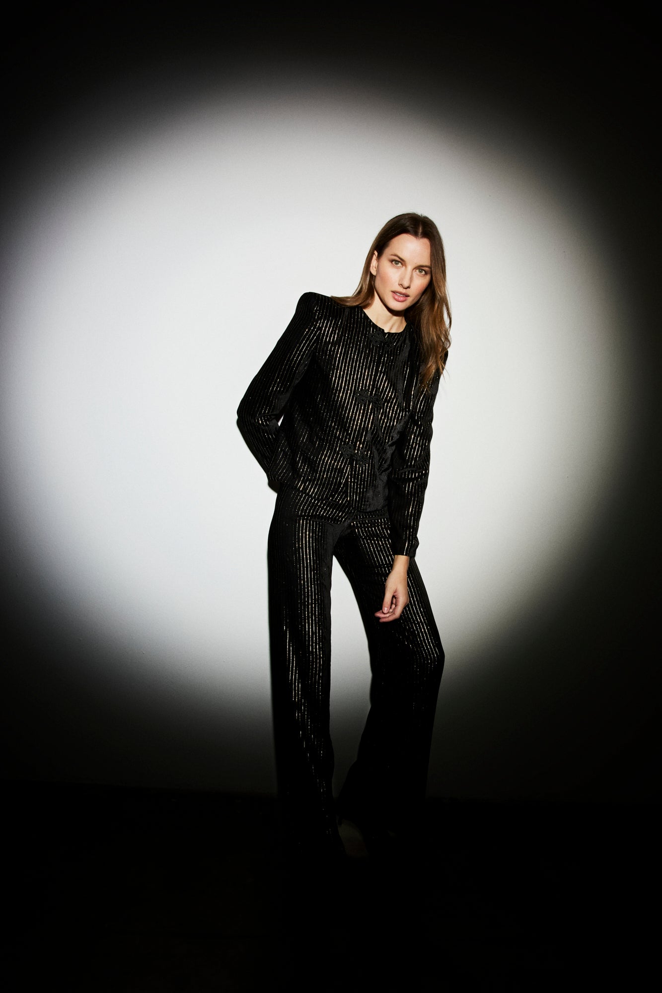 Mara black velvet trousers