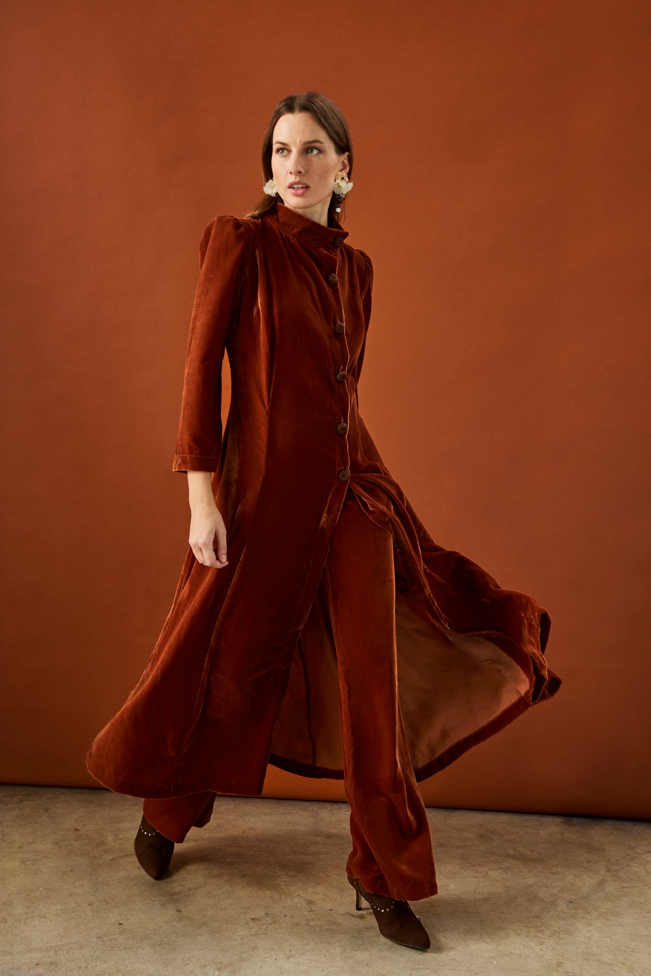 Vera velvet coat, tile color
