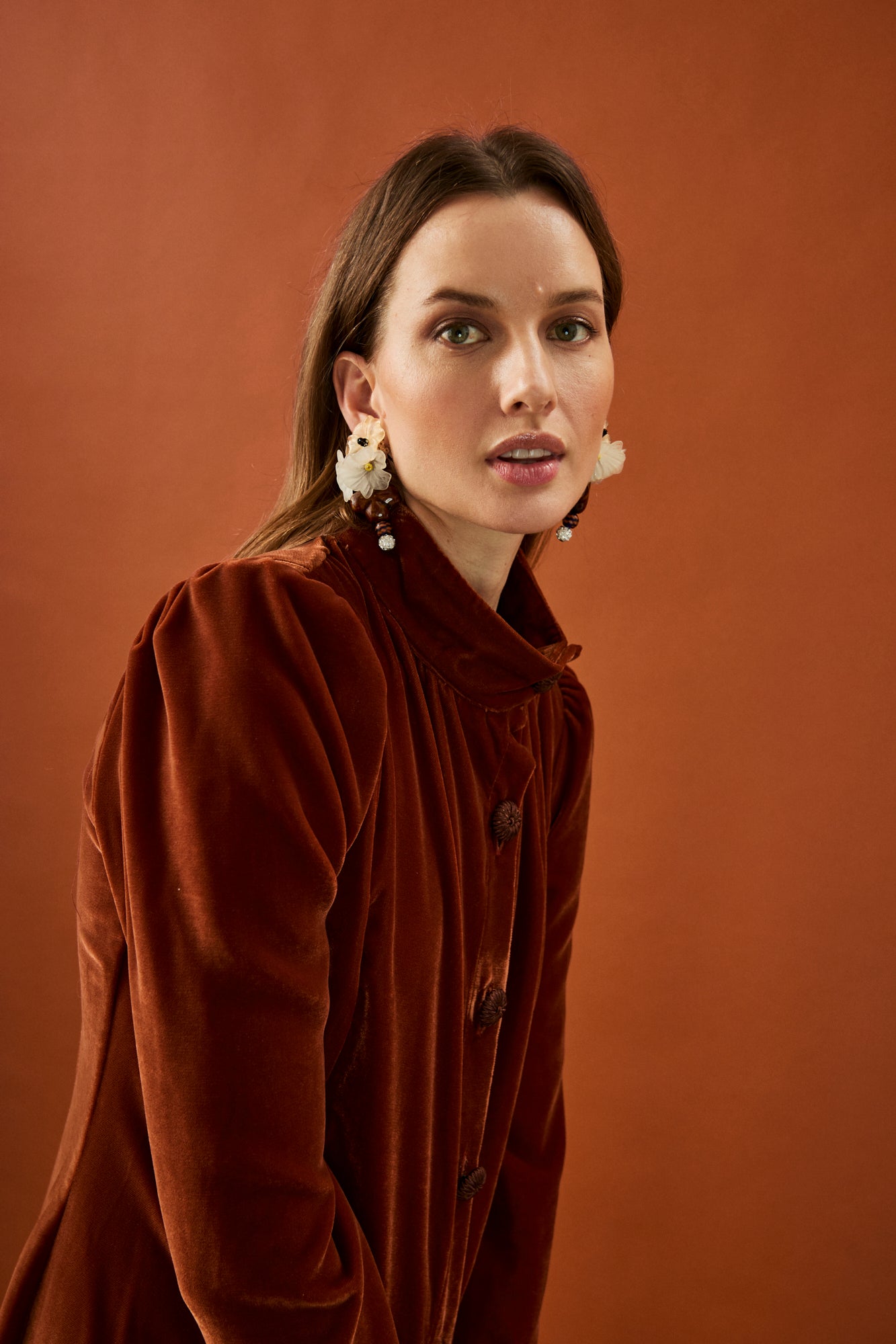 Vera velvet coat, tile color