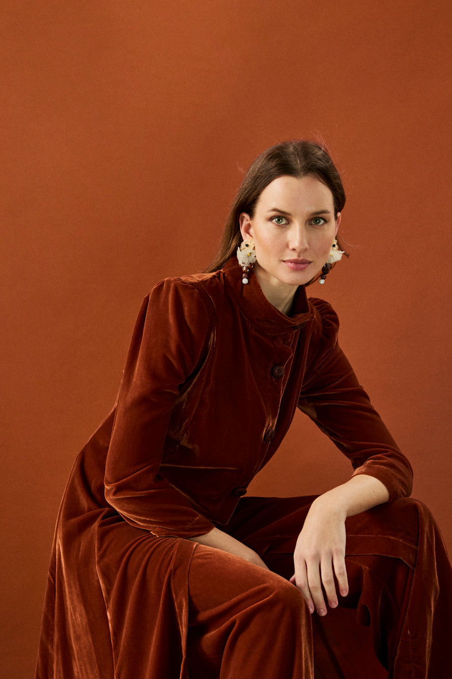 Vera velvet coat, tile color