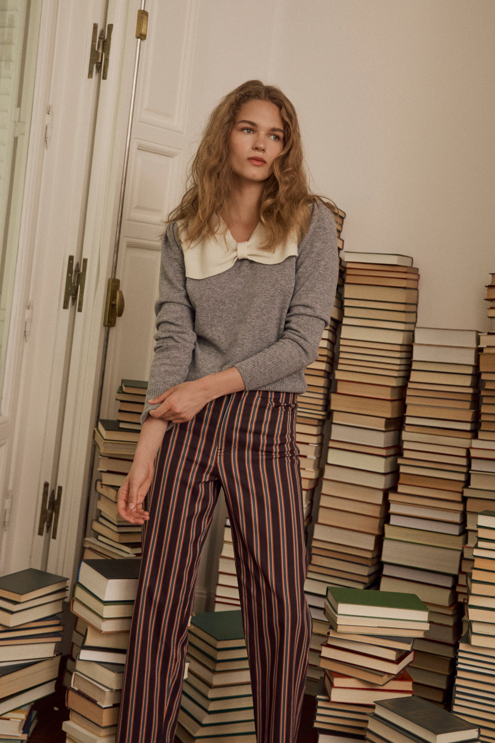 Pantalón Rayas burdeos