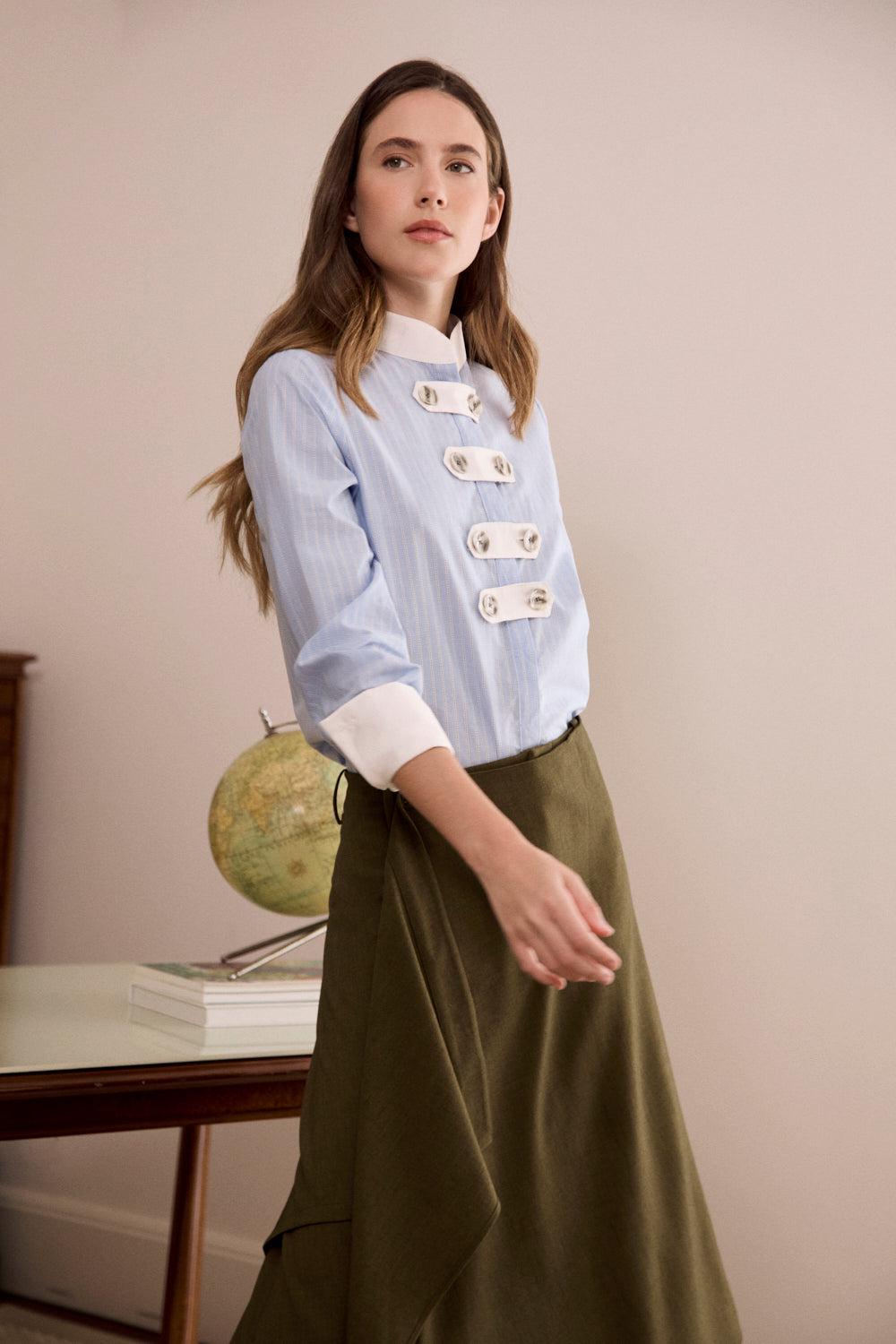 Camisa Diana Celeste Botones