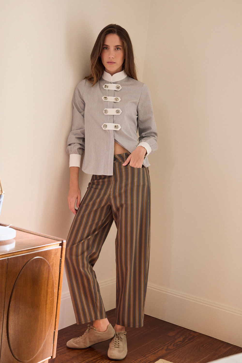 Pantalón Rayas Gris