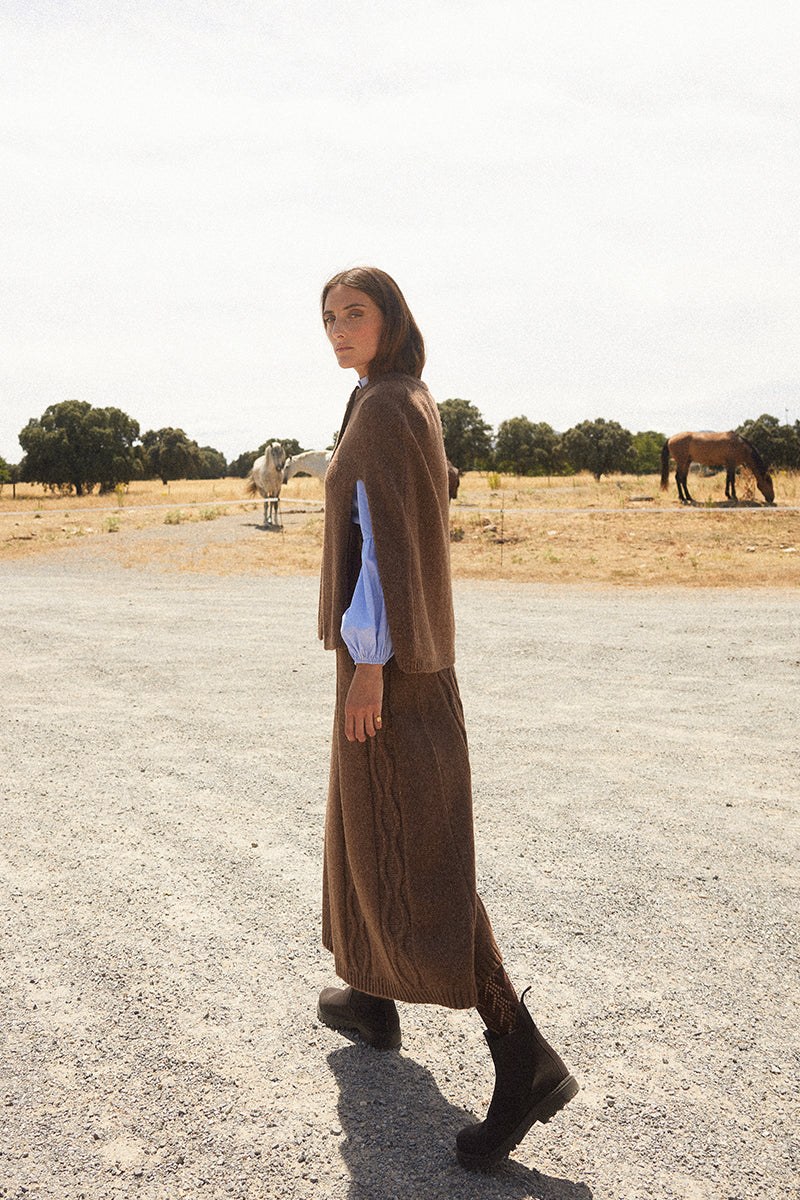 brown cable knit skirt