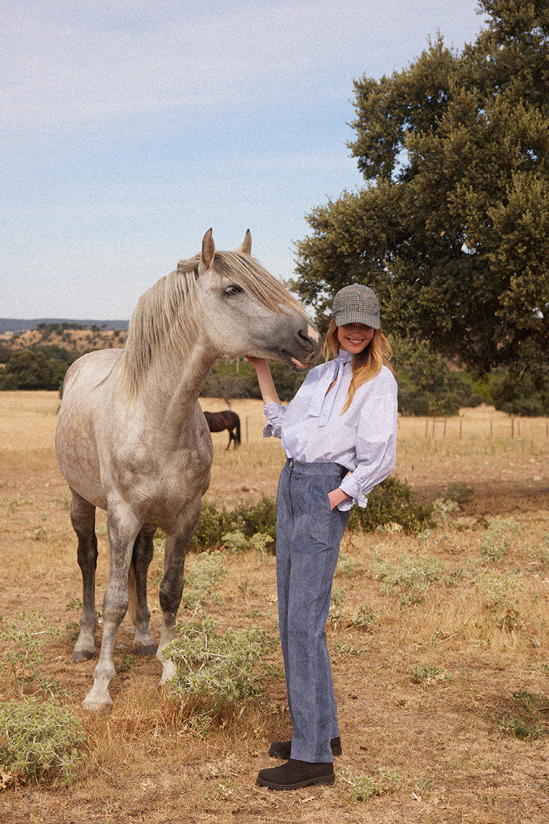Betto Corduroy Blue Trousers