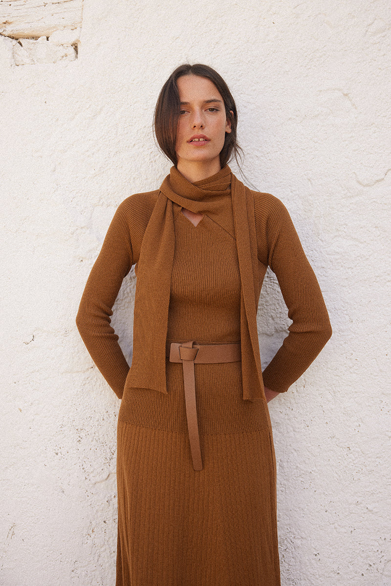 Caramel ribbed skirt