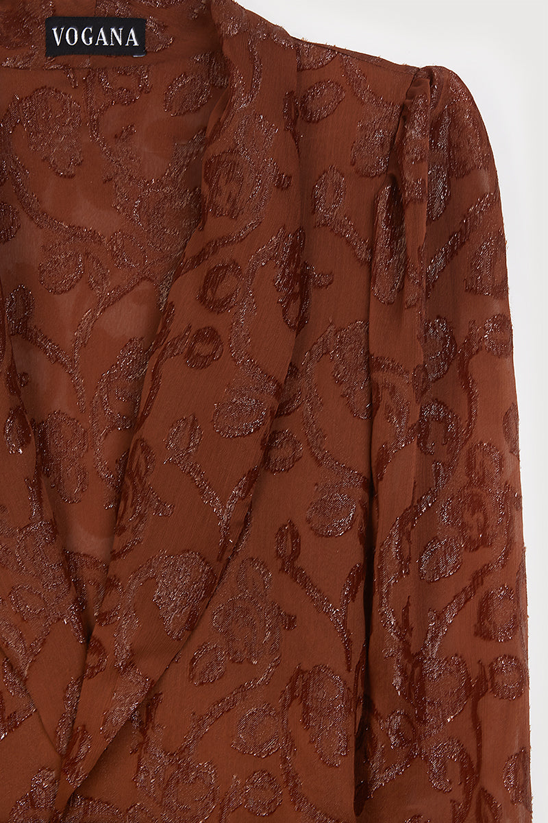 Kaftan midi color teja con detalle floral