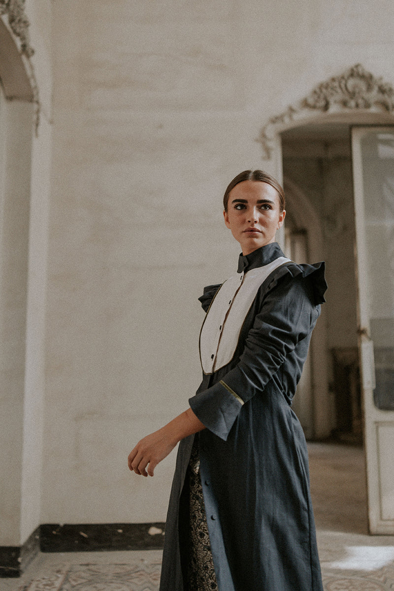 Two-tone blue lab coat