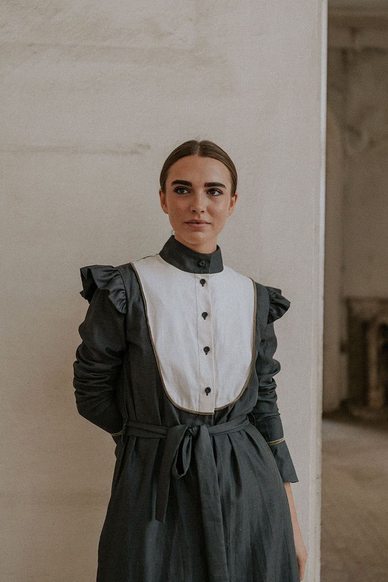 Two-tone blue lab coat