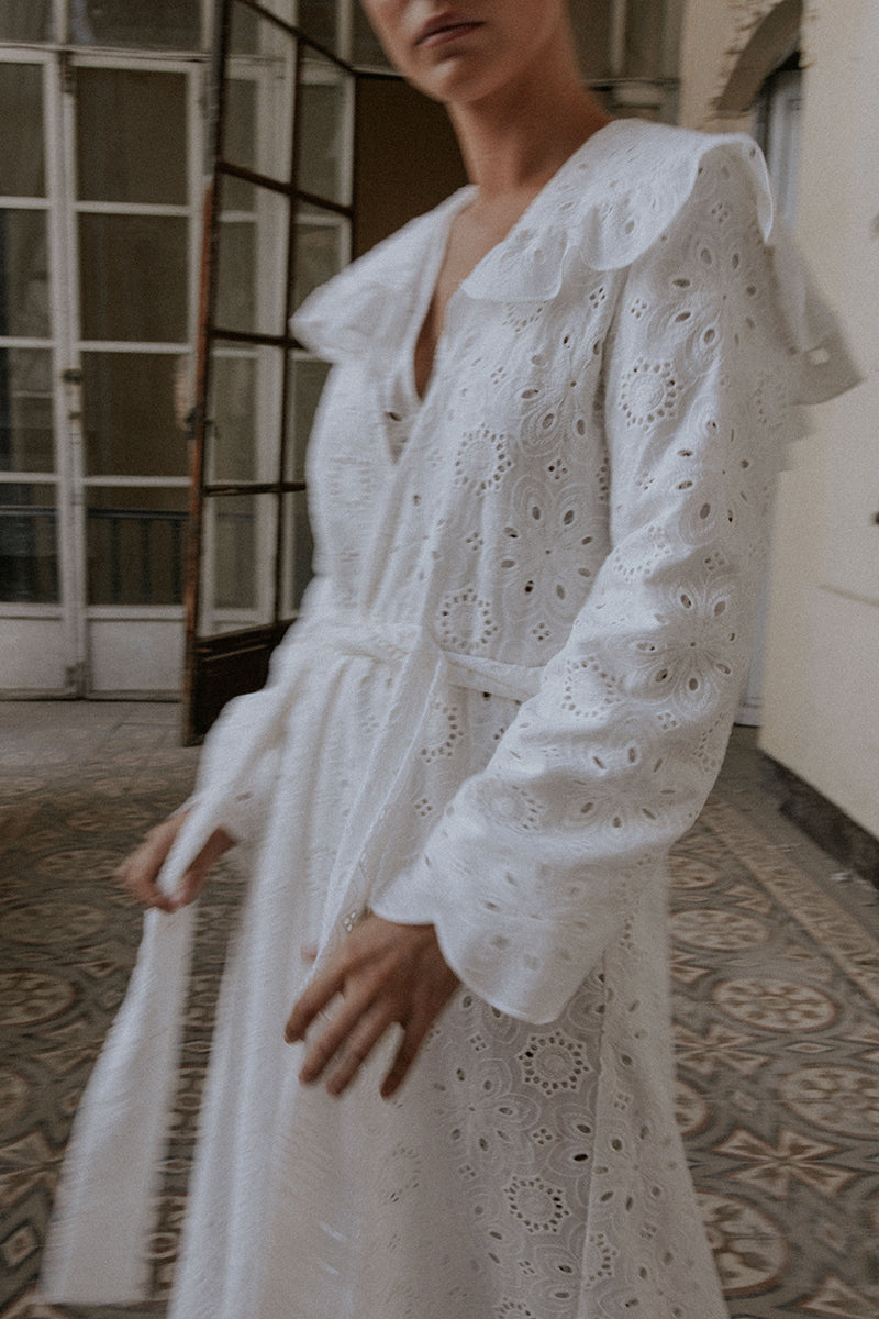 White Brocade Dressing Gown