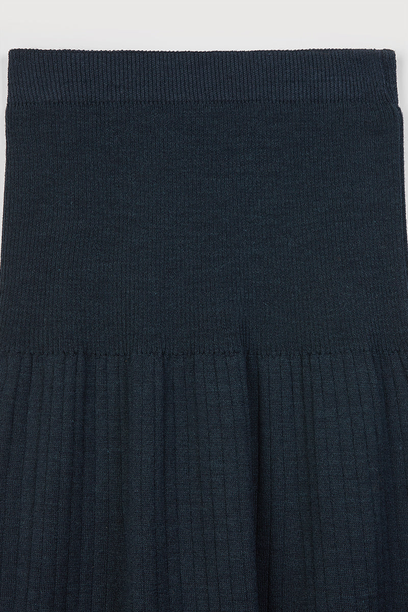 Navy Ribbed Skirt