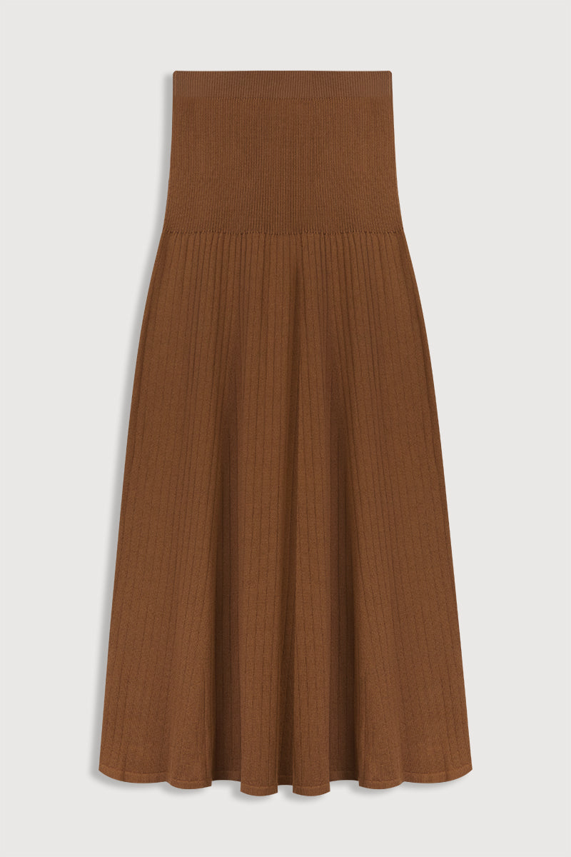 Caramel ribbed skirt