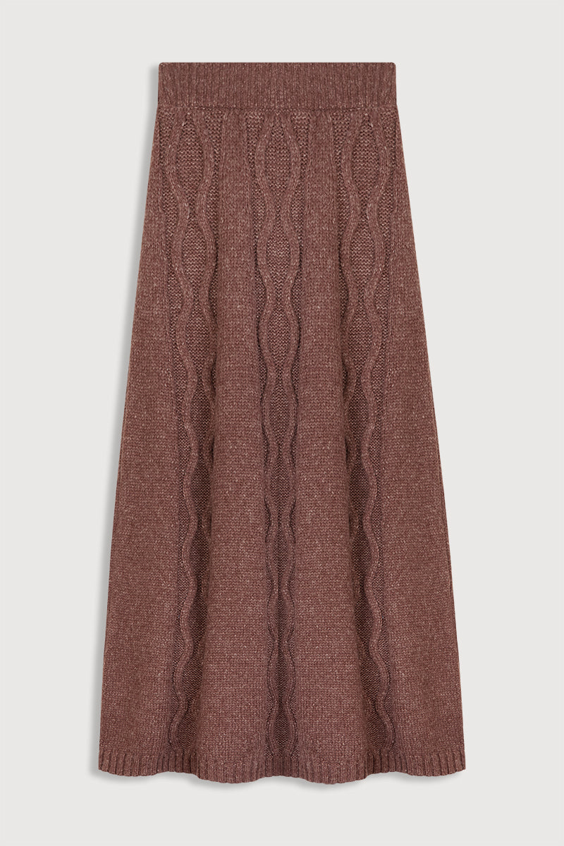 brown cable knit skirt