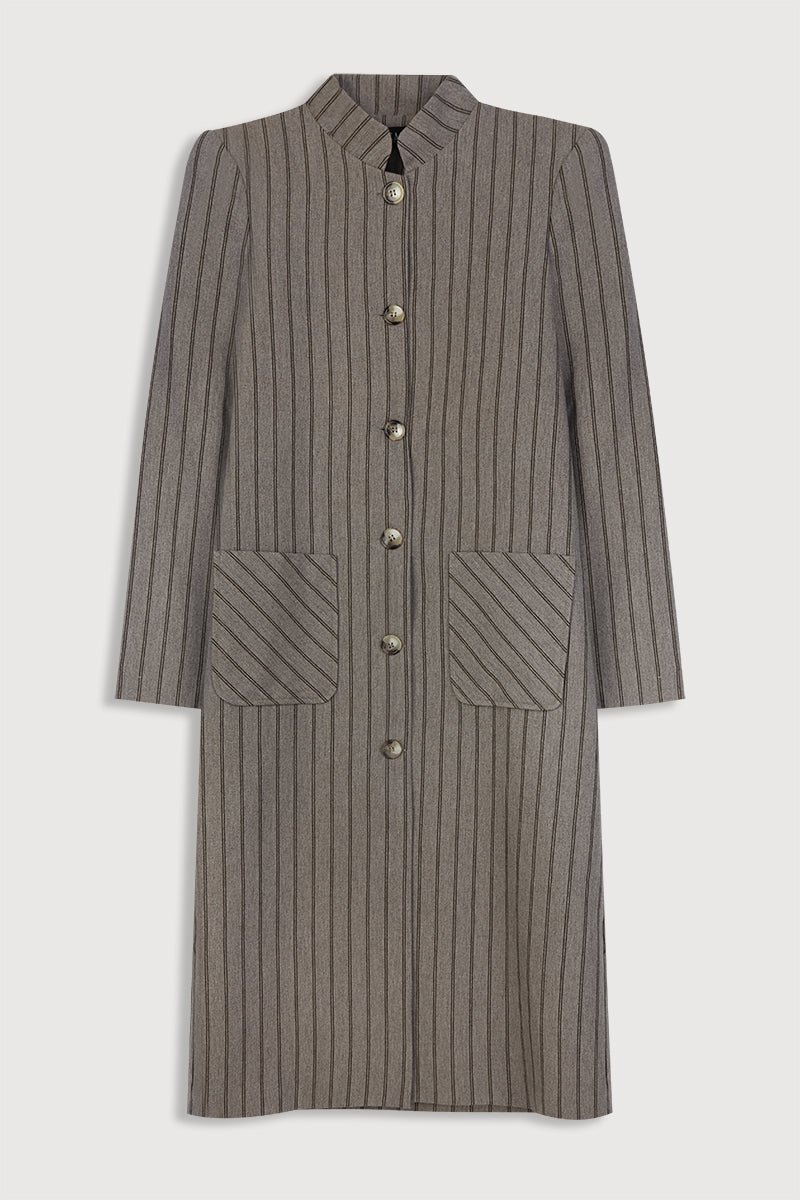 Beige Striped Kaftan