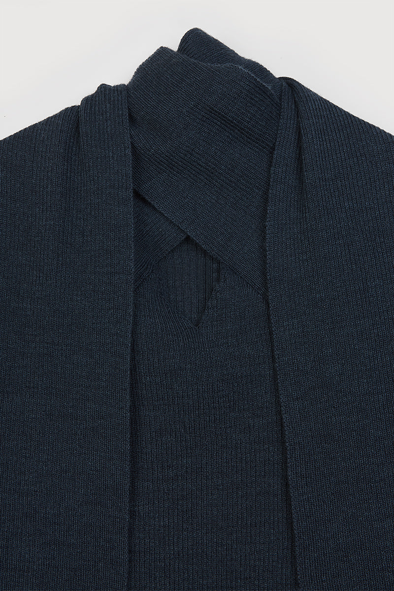 Navy tie-neck jersey