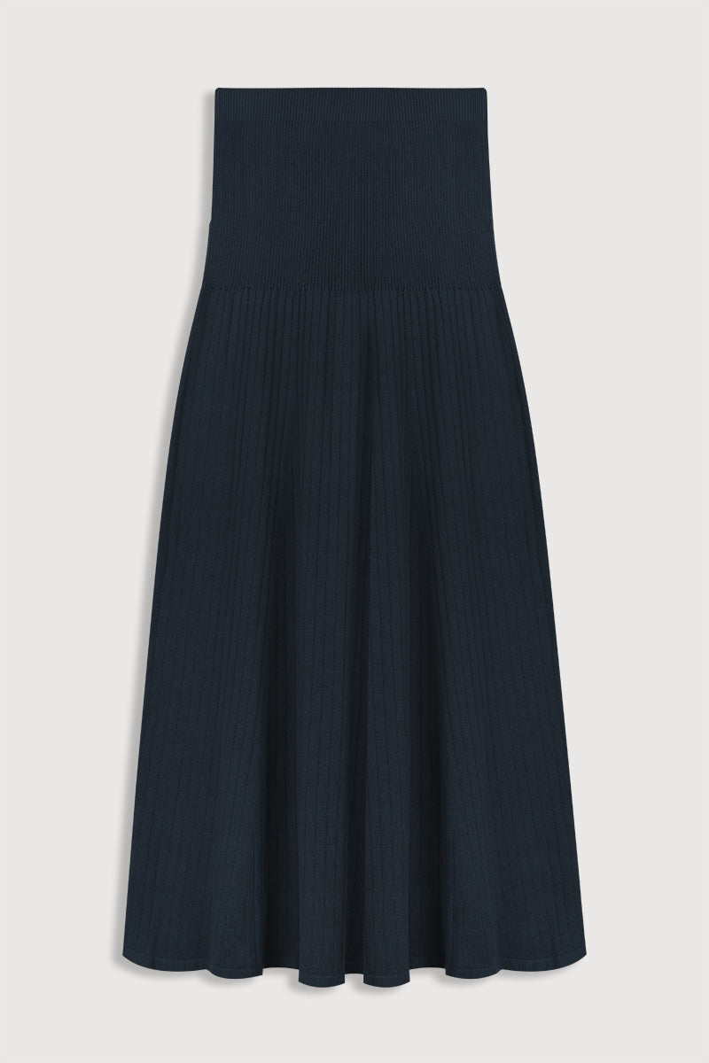 Navy Ribbed Skirt