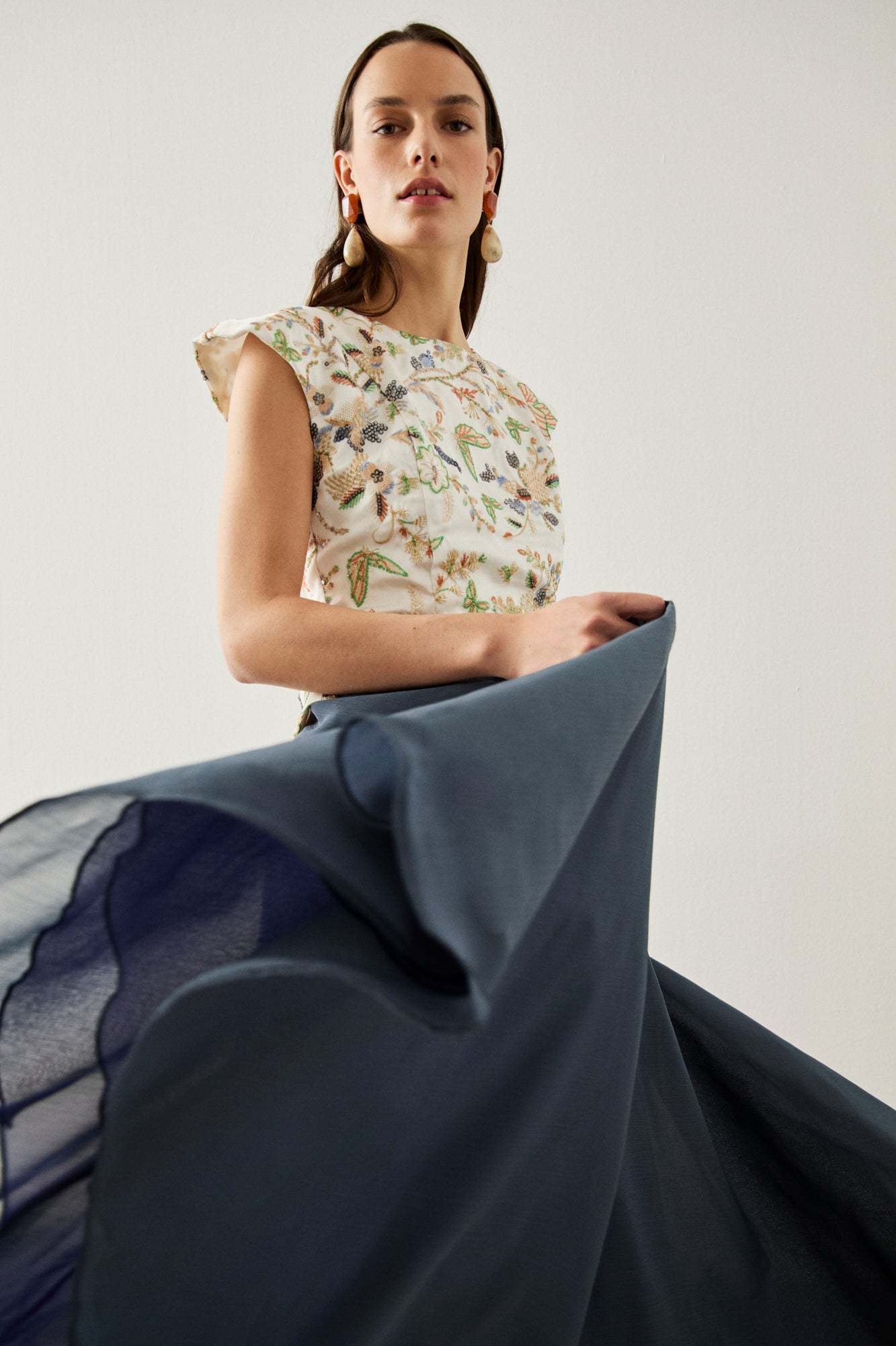 Vestido midi combinado