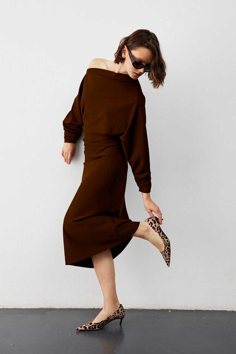 Vestido de Punto Anca Marrón